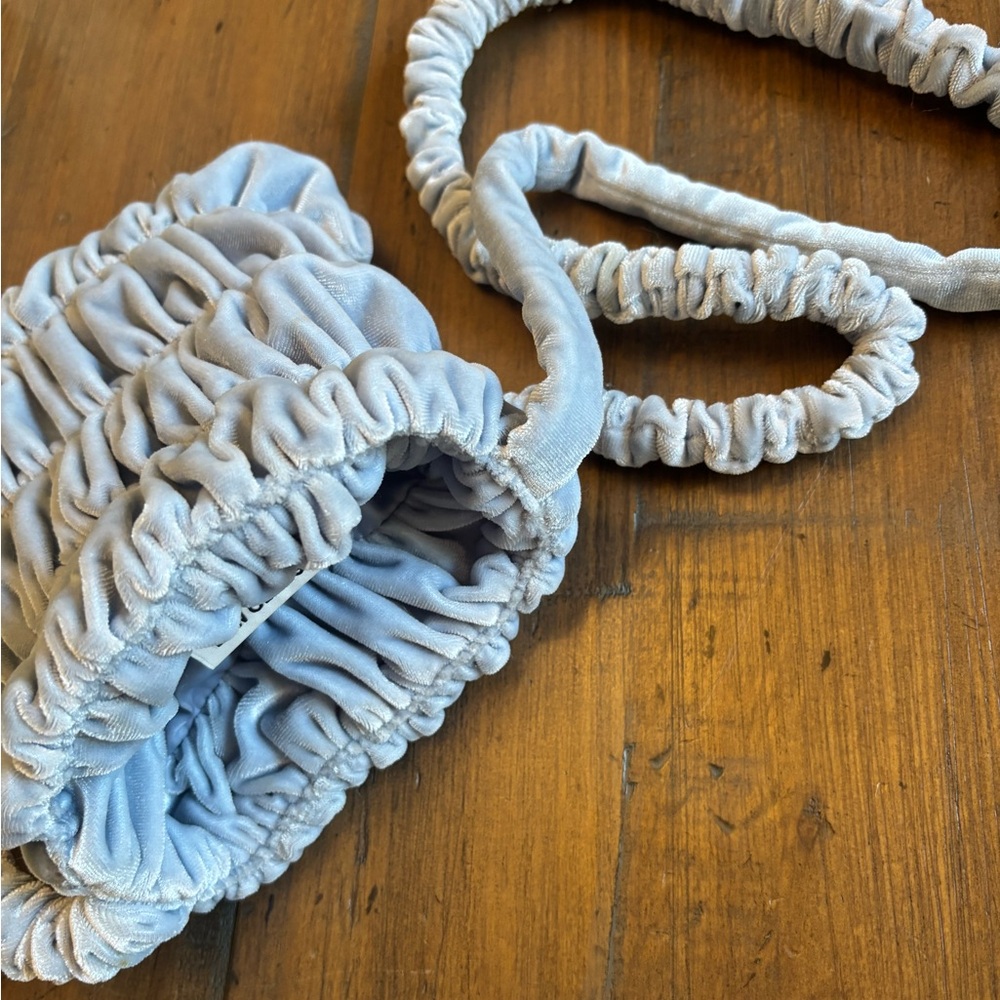 NWOT Low classic velvet light blue mini ruched bag
